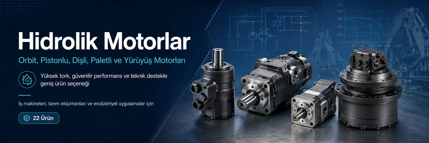 Hidrogo hidrolik motor ürün gamı: orbit, pistonlu, dişli, paletli ve yürüyüş motorları — iş makineleri, tarım ekipmanları ve endüstriyel uygulamalar için yüksek tork ve geniş ürün seçeneği